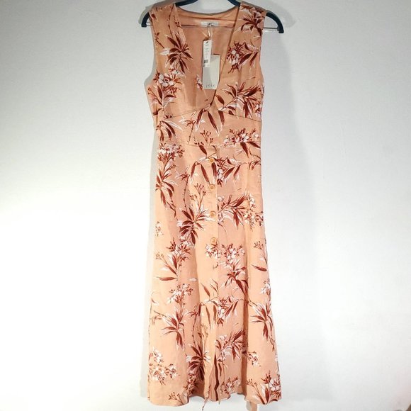 Joie Ethelda Floral Waist Tie Linen Dress S - Picture 3 of 10